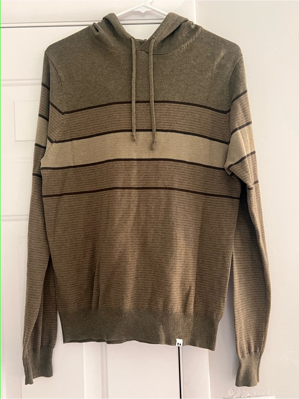 Men's Olive Striped Crewneck Hoodie Sweater